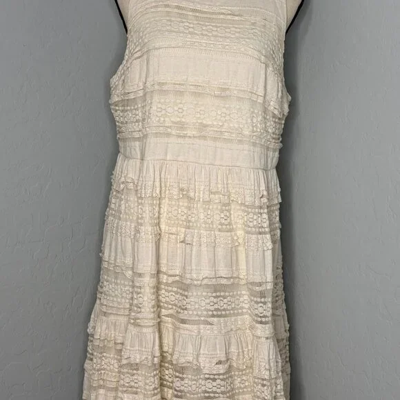 Torrid Ivory Lace High Neck Sleeveless Lined Tiered Dress Size 18 - Picture 4 of 13